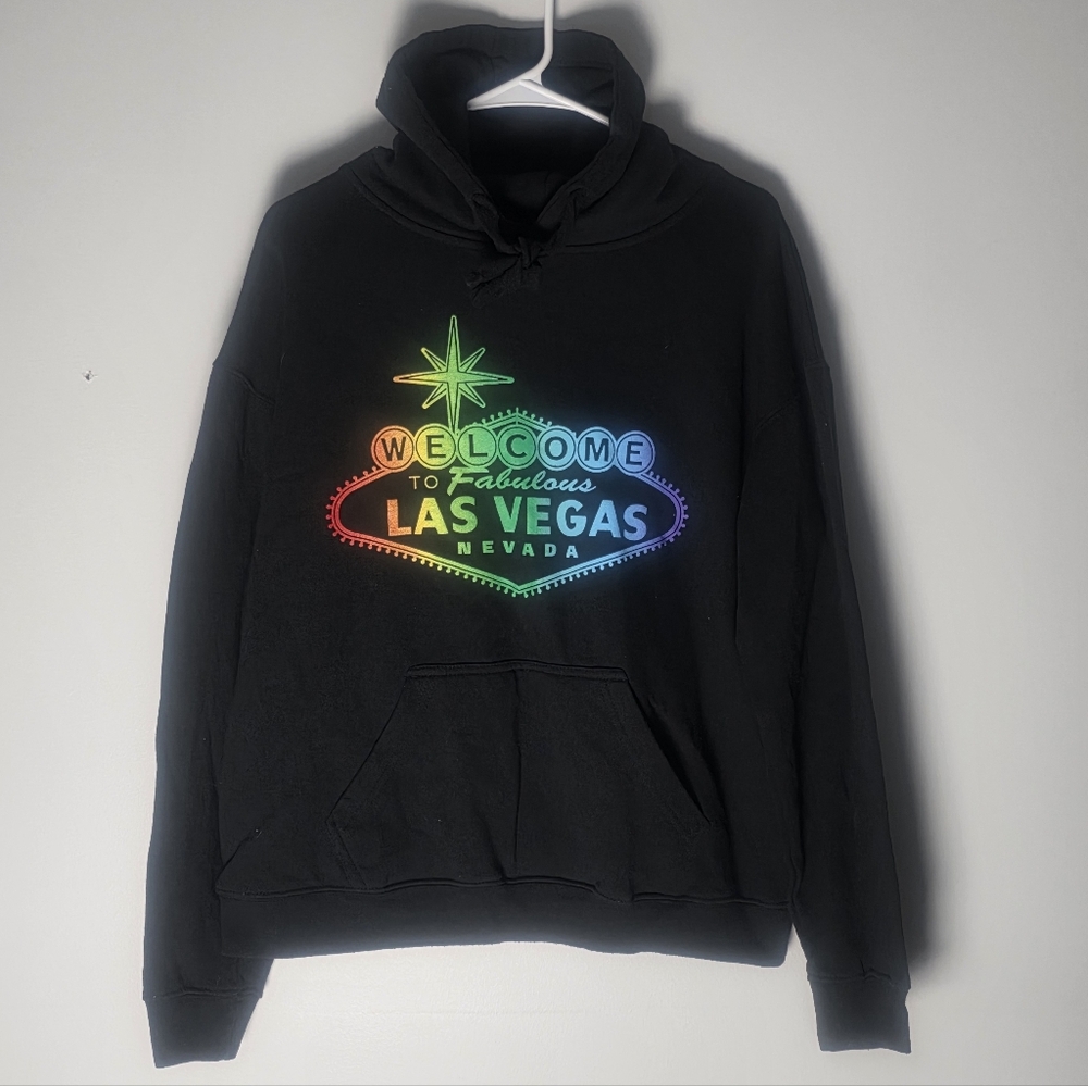 Mens Medium Black Las Vegas Graphic Hoodie